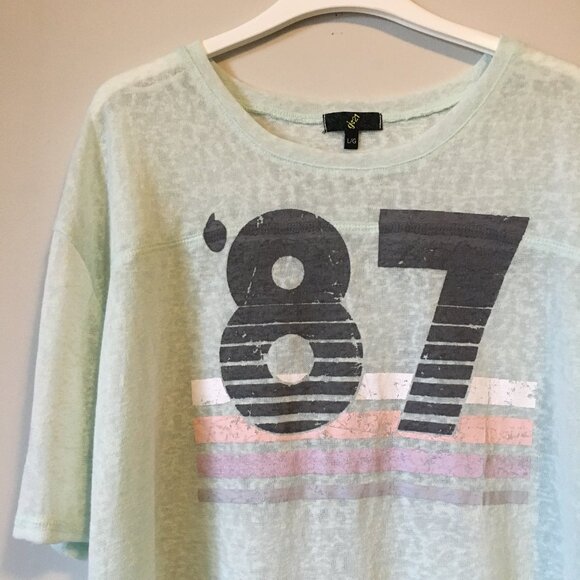 Preppy Pastel Distressed Retro Varsity 1987 Tee - Picture 3 of 15